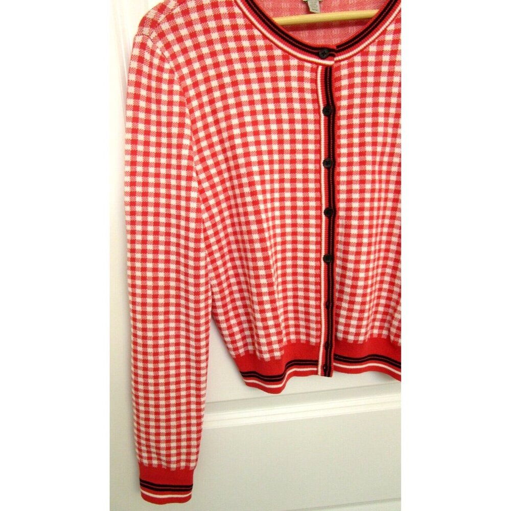 Tristan Cardigan Checkered -Women Size Medium -Pink/White/Black Gingham Buttons - Picture 4 of 14